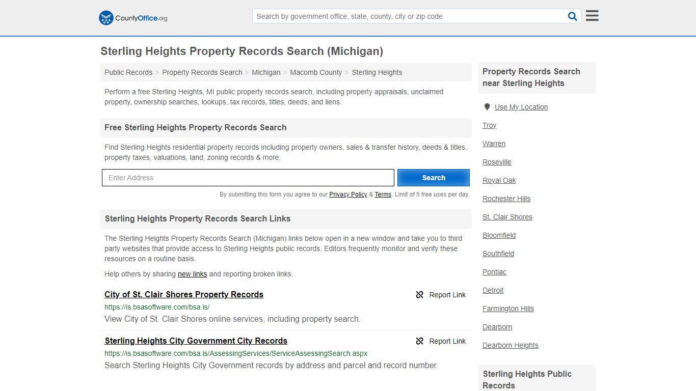 Sterling Heights Property Records Search (Michigan) - County Office