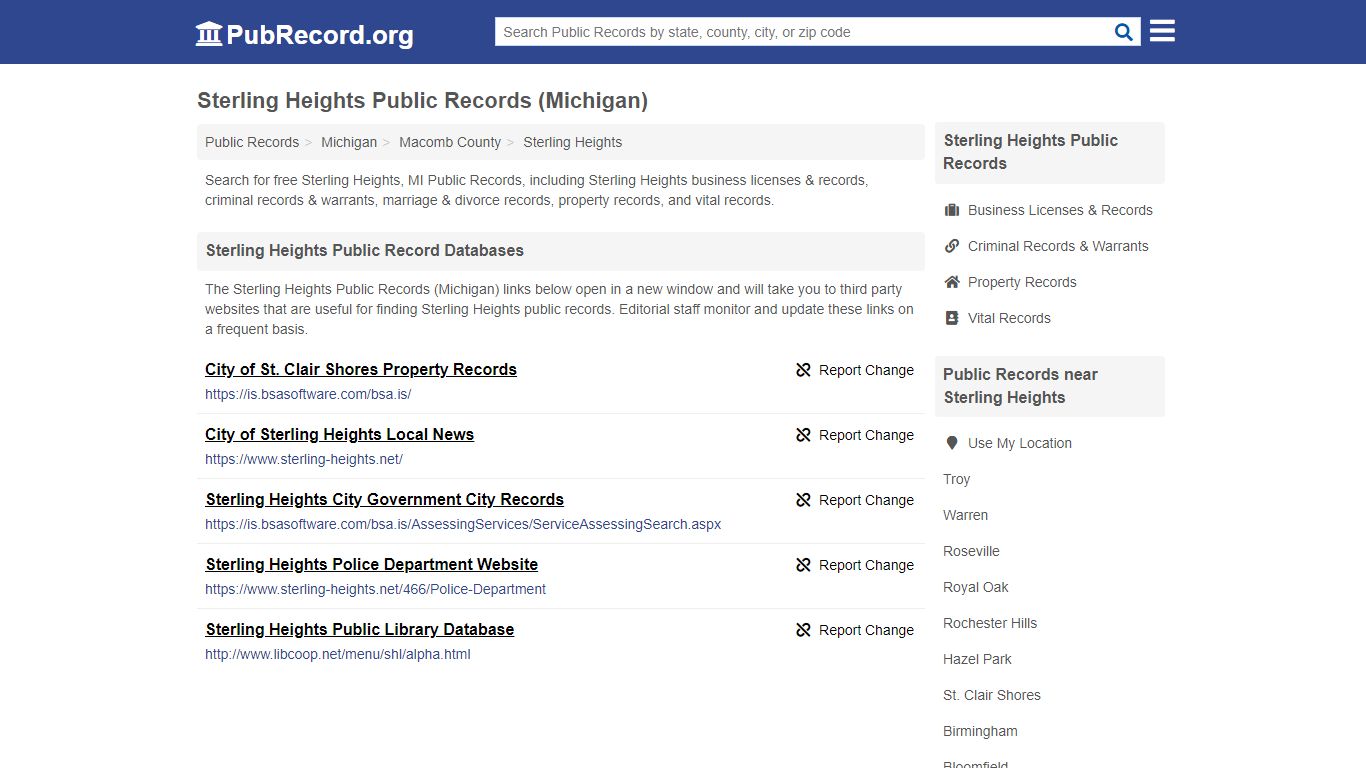 Sterling Heights Public Records (Michigan) - PubRecord.org