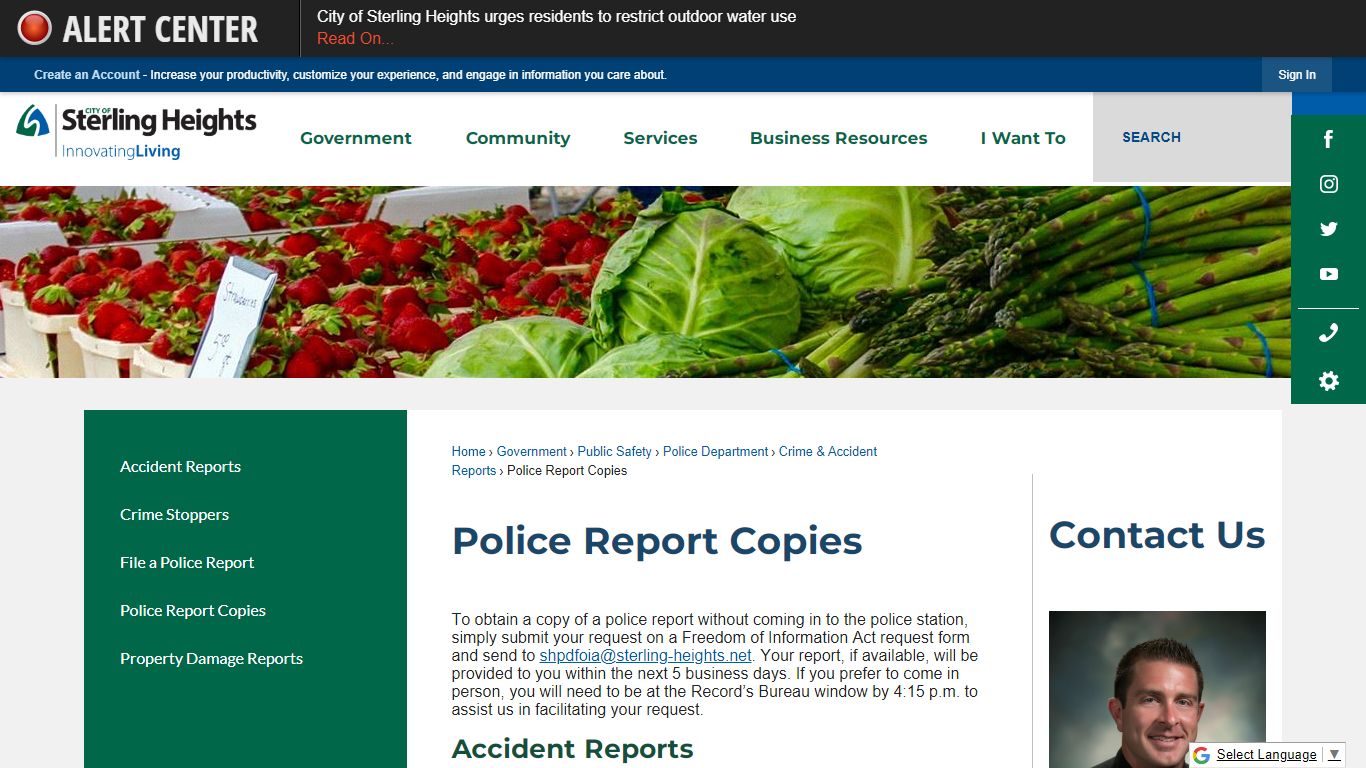 Police Report Copies | Sterling Heights, MI - Official Website